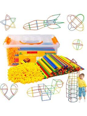 Colorful 800 pcs STEM Building Toys - Interlocking Plastic Blocks for Kids - Fun